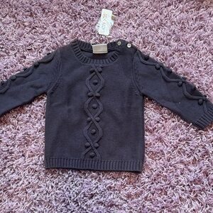 Charlie Paige Dark Brown Cable Pom-Pom Sweater